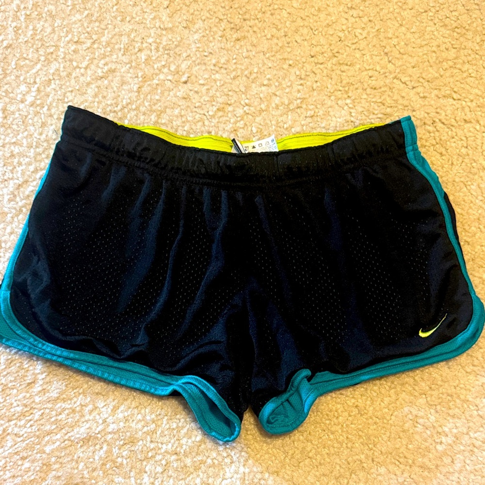 Nike Women's Black and Teal Athletic Shorts